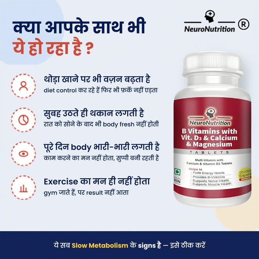 NeuroNutrition B Vitamins with D3, Calcium & Magnesium | Buy 1 Get 2 FREE