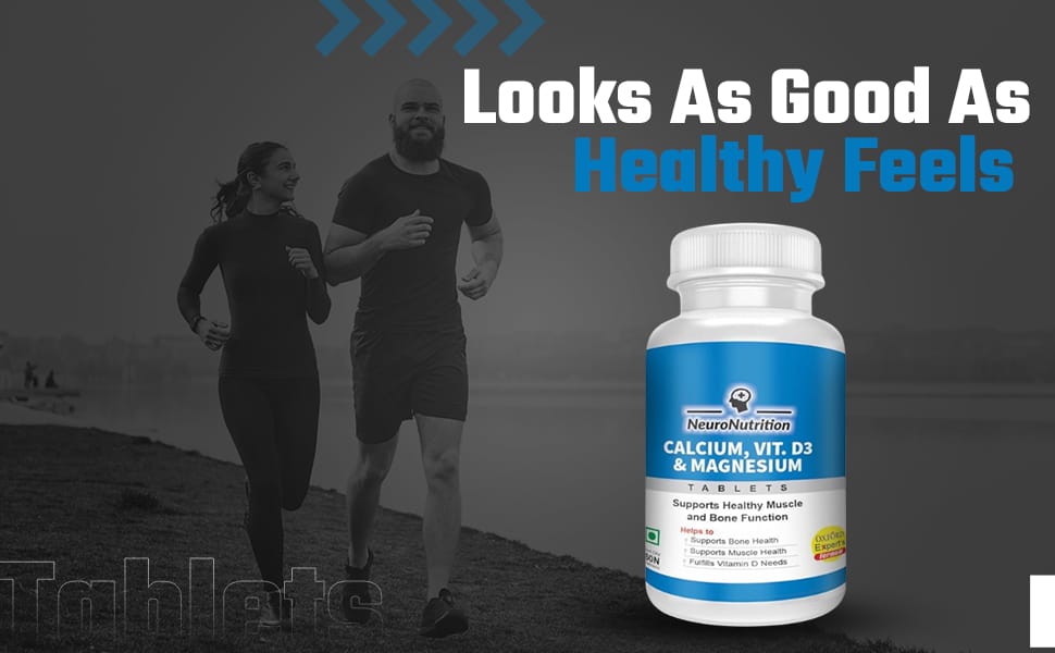 NeuroNutrition VITAMIN D3 Tablets Powered with Calcium and Magnesium -BUY1GET 2 FREE TODAY ONLY DEAL