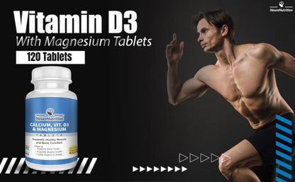 NeuroNutrition VITAMIN D3 Tablets Powered with Calcium and Magnesium -BUY1GET 2 FREE TODAY ONLY DEAL