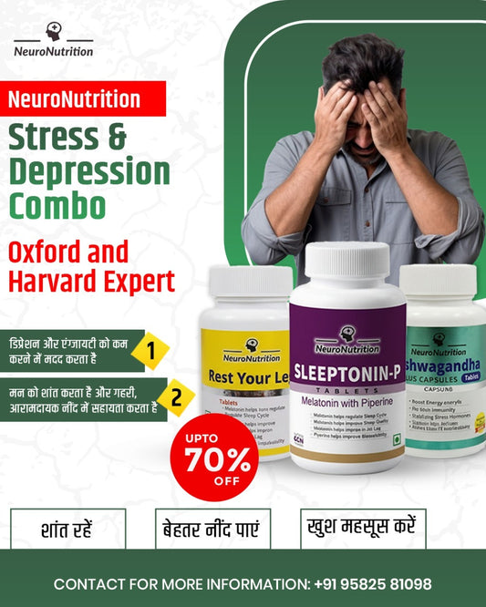 NeuroNutrition Depression ,Anxiety and Sleep Issues Kit Combo(1Pack Sleeptonin P,1 pack Rest Your Legs and 1 Pack Ashwaganda Capsules) (Copy)